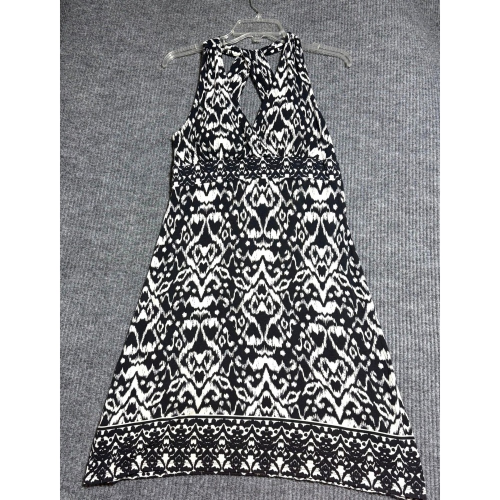 INC‎ International Concepts Womens Black White Ikat Halter A-Line Dress Size M
